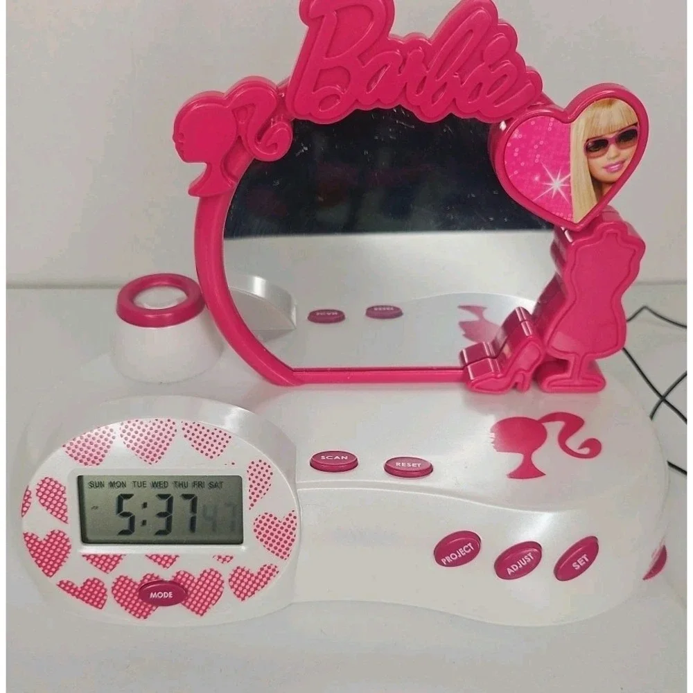 Barbie Fabulous Projection Alarm Clock Night Light Lexibook 2010 Works‎